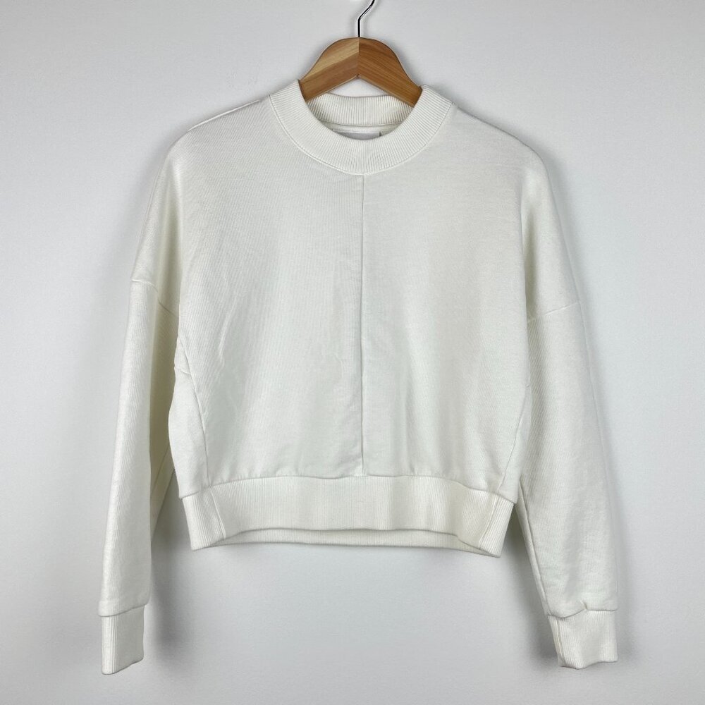 Harmony Paris Women's White Cropped Sweatshirt w/ Center Seam - Size XS